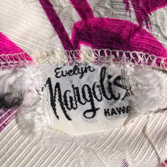 Vintage 60s Evelyn Margolis Hawaiian Floral Barkcloth Formal Maxi Dress XXS/XS - Picture 16 of 17